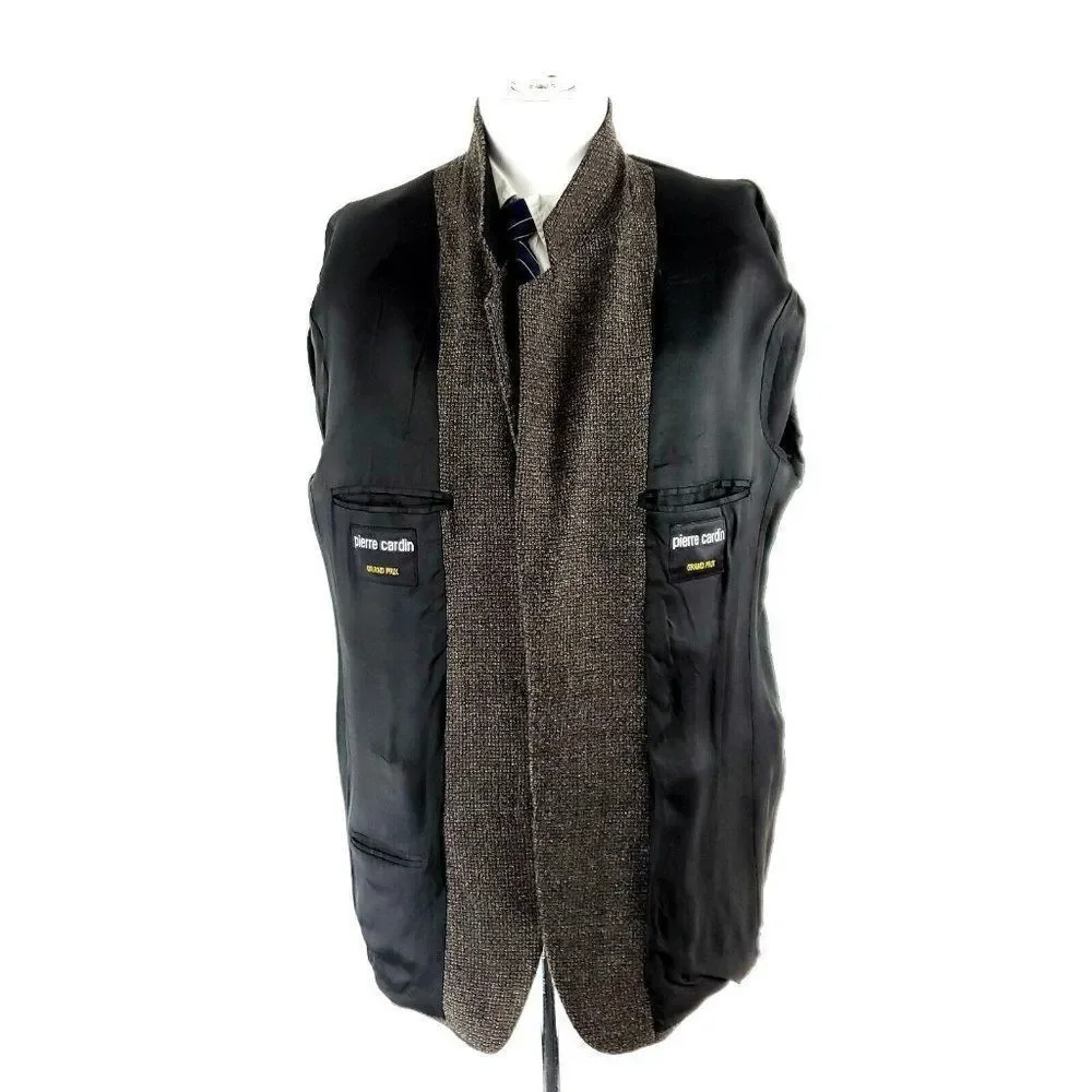 Pierre Cardin Wool Tweed‎ 2 Button Sport Coat 42R Black Green Check Spec